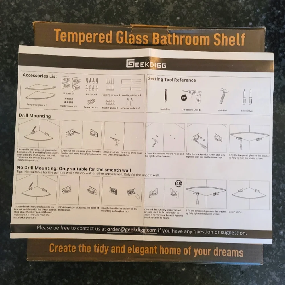 GeekDigg 2-pack glass shower shelves - Picture 4 of 14
